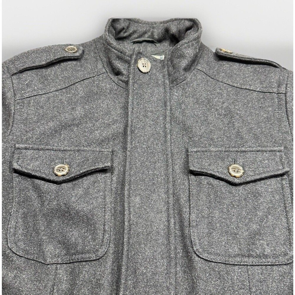 GH Bass Heritage Wool Blend Field Jacket Mens Small Gray Military Coat - Picture 4 of 5